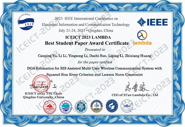 IEEE Best Student Paper Award IEEE Best Student Paper Award